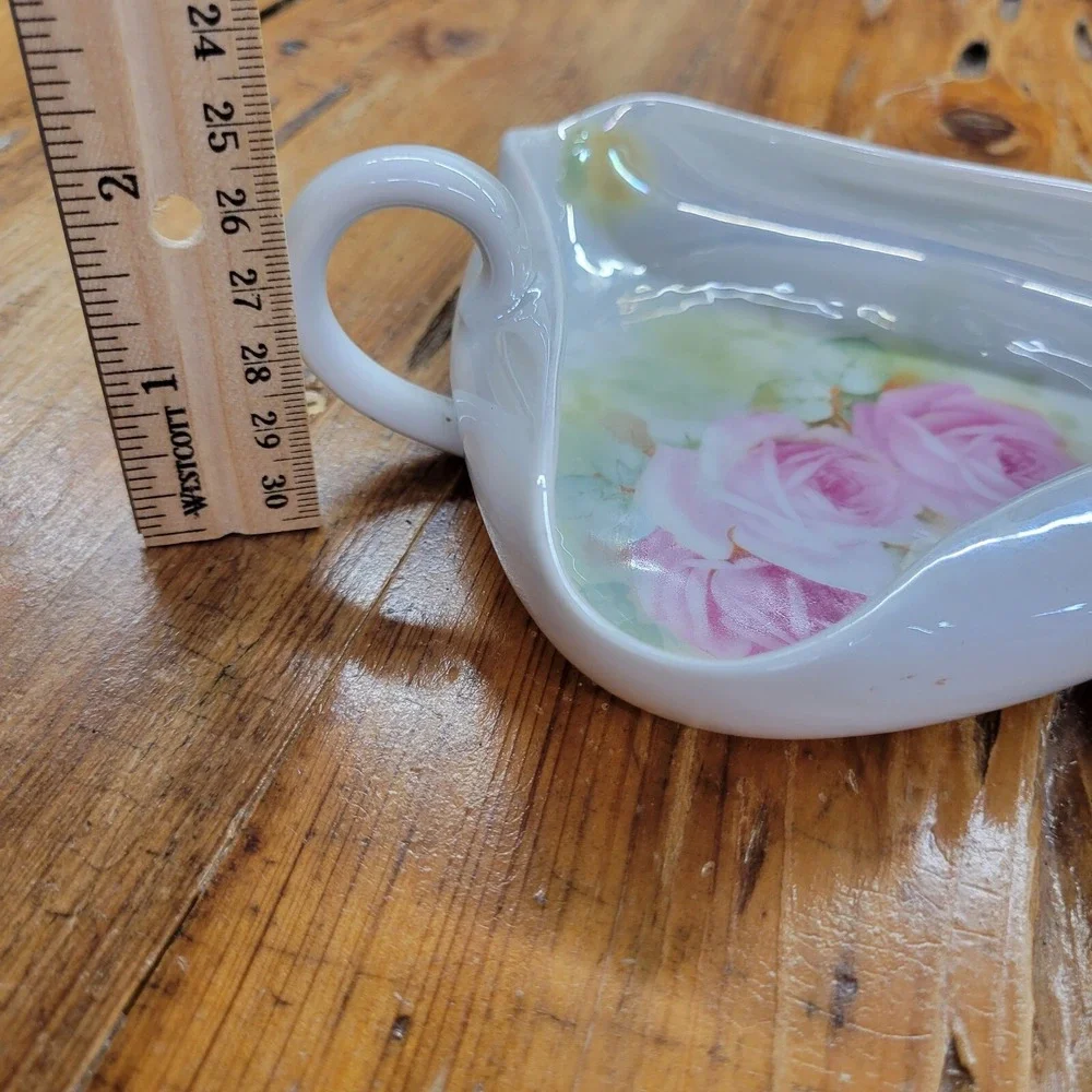 Royal Bayreuth Bavaria Pink Rose Iridescent Luster Porcelain Nappy Trinket‎ Dish